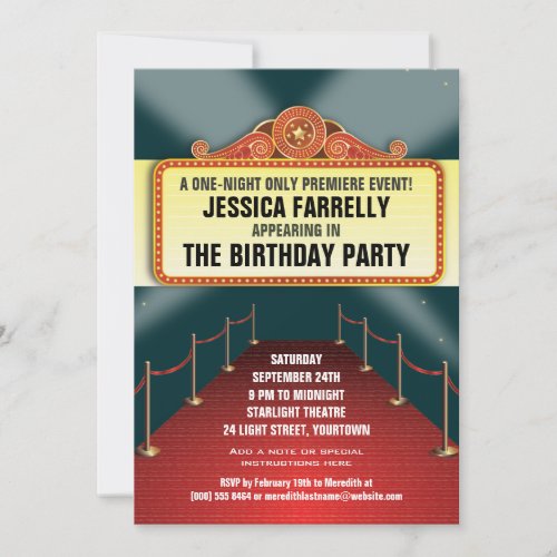 Theatre Marquee Party Invitation