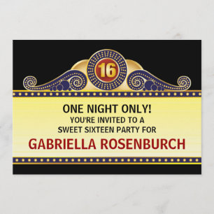 Theatre Marquee Sweet 16 Birthday Invitation