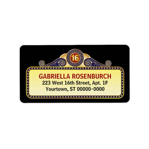 Theatre Marquee Sweet 16 Label
