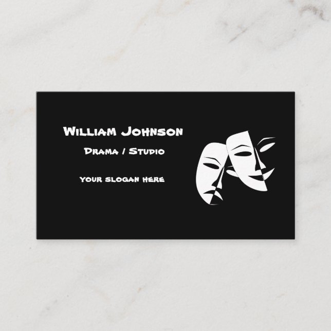 Theatre Mask Comedy Tragedy Black White Business C Card (Front)