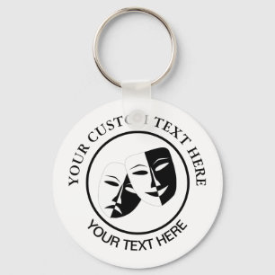 Theatre Mask Comedy Tragedy Black White Custom 2 Keychain