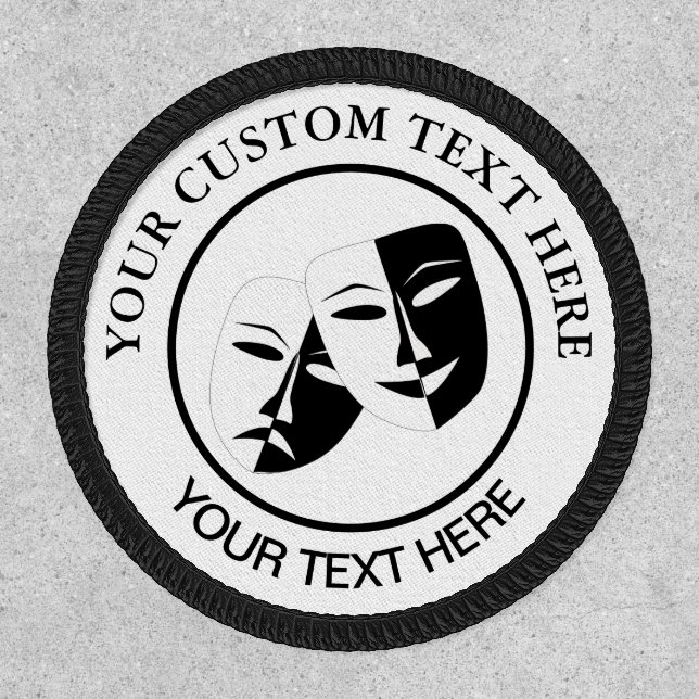 Theatre Mask Comedy Tragedy Black White Custom 2 Patch (Front)