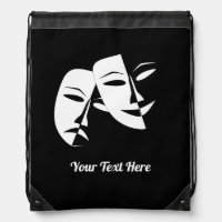 Theatre Mask Comedy Tragedy Black White Custom