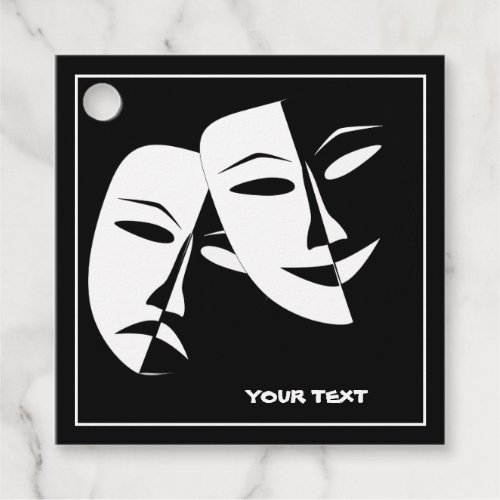 Theatre Mask Comedy Tragedy Black White Custom Favor Tags
