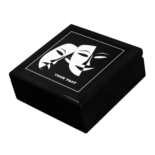 Theatre Mask Comedy Tragedy Black White Custom Gift Box (Side)