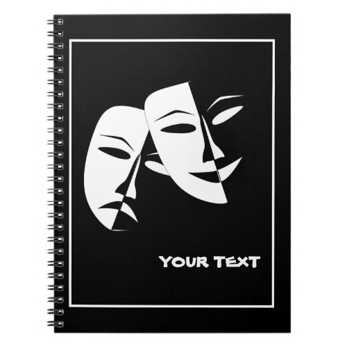 Theatre Mask Comedy Tragedy Black White Custom Pho Notebook