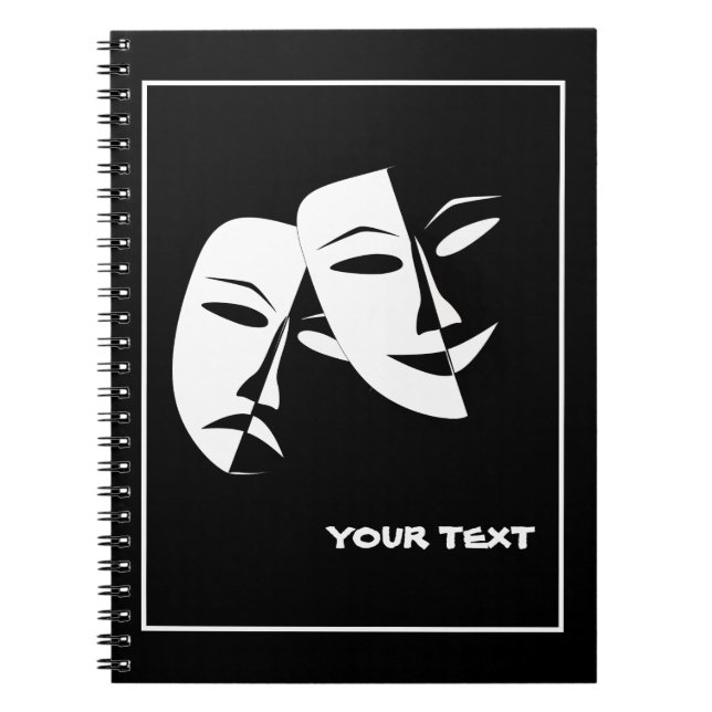 Theatre Mask Comedy Tragedy Black White Custom Pho Notebook (Front)