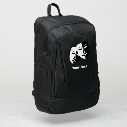 Theatre Mask Comedy Tragedy Black White Custom Port Authority Backpack