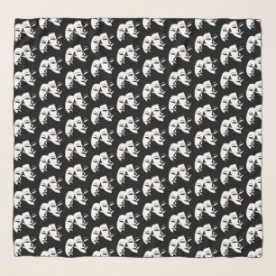 Theatre Mask Comedy Tragedy Black White Custom Scarf