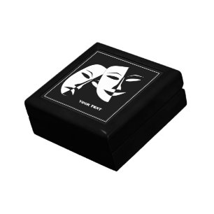 Theatre Mask Comedy Tragedy Black White Custom sml Gift Box
