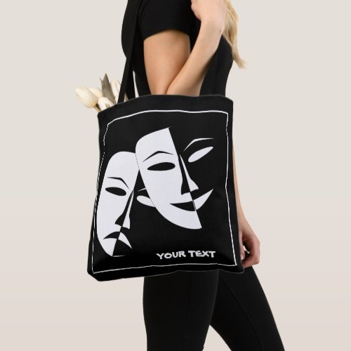 Theatre Mask Comedy Tragedy Black White Custom Tote Bag
