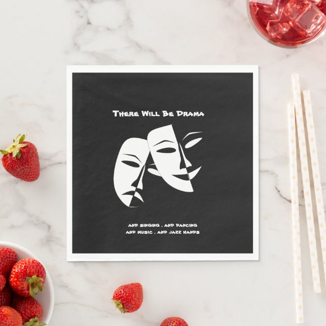 Theatre Mask Comedy Tragedy Black White Drama  Napkins (Insitu)