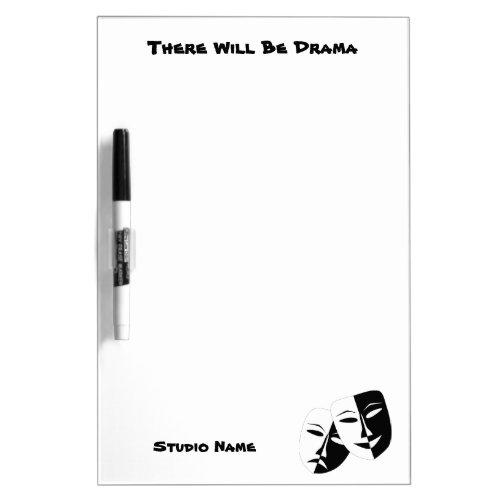 Theatre Mask Comedy Tragedy Black White Dry Erase Board