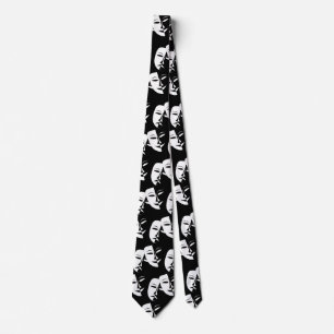 Theatre Mask Comedy Tragedy Black White Neck Tie