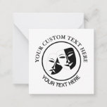 Theatre Mask Comedy Tragedy Black White Note Card
