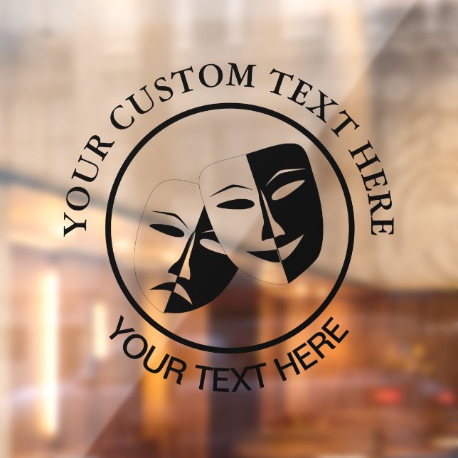 Theatre Mask Comedy Tragedy Black White Window Cling (Sheet 2)