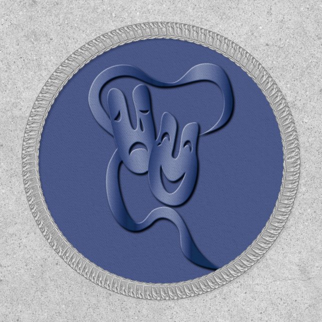 Theatre Mask Comedy Tragedy Blue Patch (Front)
