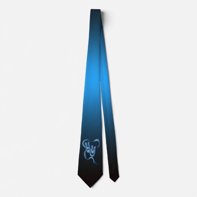 Theatre Mask Luminescent Blue Gradient Ombre Neck Tie (Front)