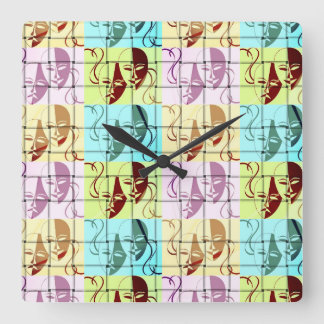 Theatre Mask Pop Art Wall Clock