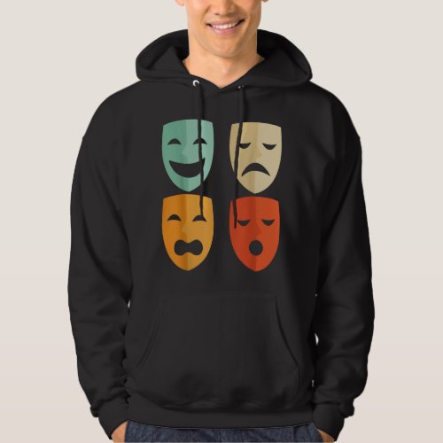 Theatre Masks Acting Vintage Musical Drama Actor A Hoodie