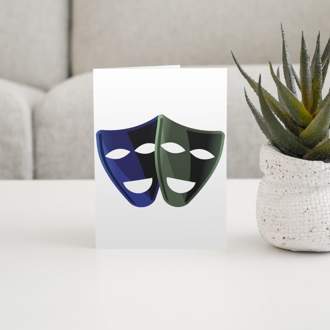 Theatre Masks Blue And Green Card (Creator Uploaded)