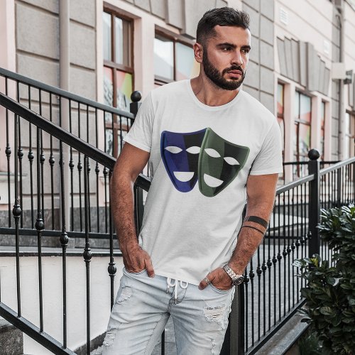 Theatre Masks Blue And Green T_Shirt