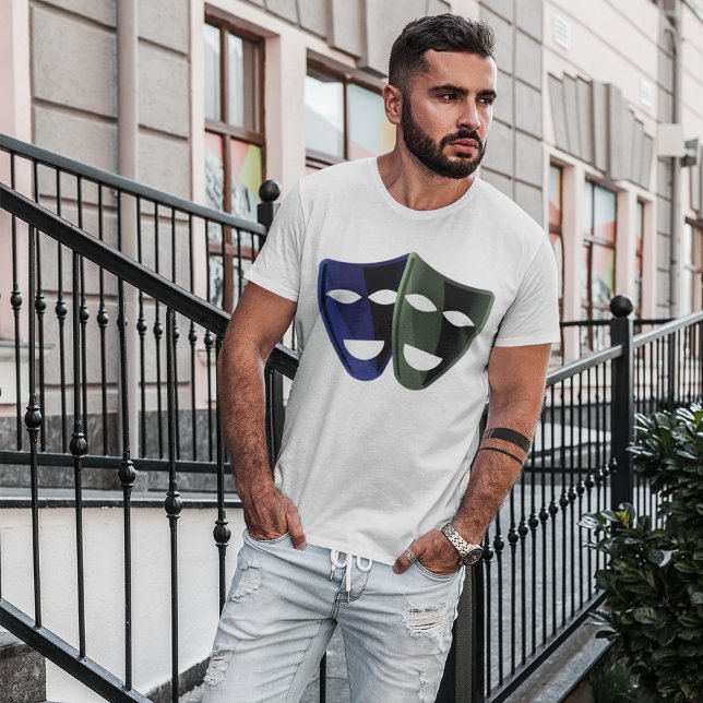 Theatre Masks Blue And Green T-Shirt (Creator Uploaded)