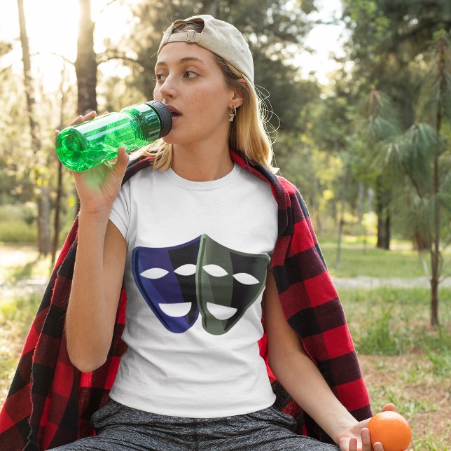 Theatre Masks Blue And Green T-Shirt (Creator Uploaded)