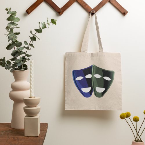 Theatre Masks Blue And Green Tote Bag