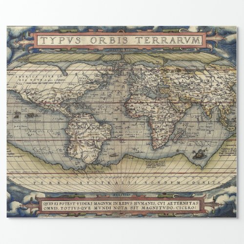 THEATRE OF THE WORLD MAP DECOUPAGE WRAPPING PAPER