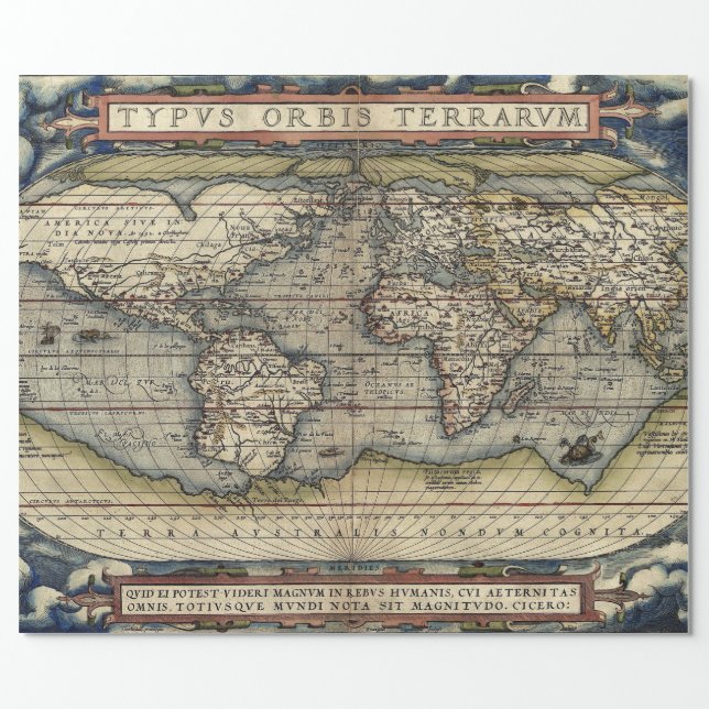 THEATRE OF THE WORLD MAP DECOUPAGE WRAPPING PAPER (Flat)
