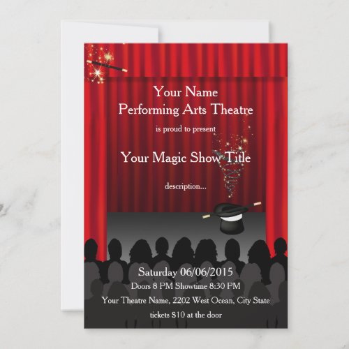 Theatre Performing Arts Magic Stage Show Invite