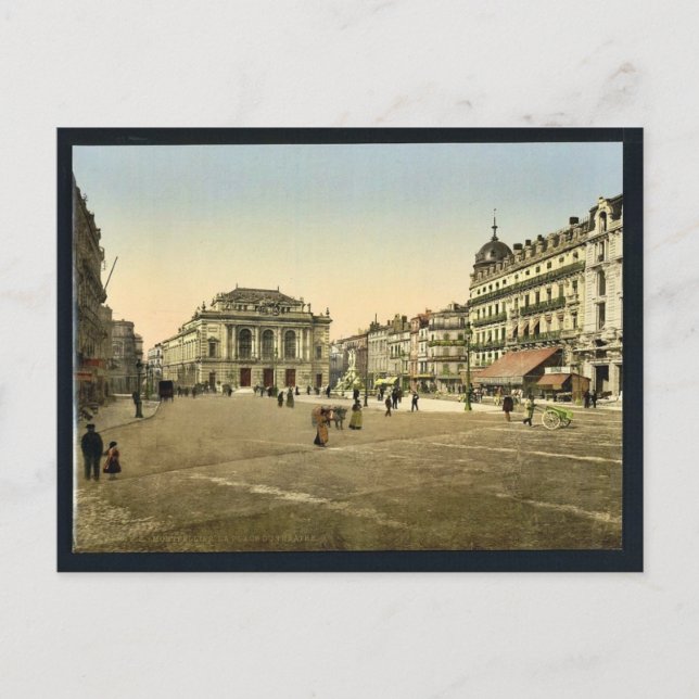 Theatre Place, Montpelier, France classic Photochr Postcard (Front)