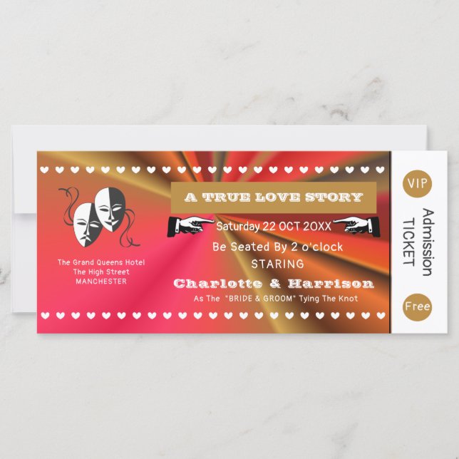 Theatre Playbill Show Ticket Theme Wedding (Front)