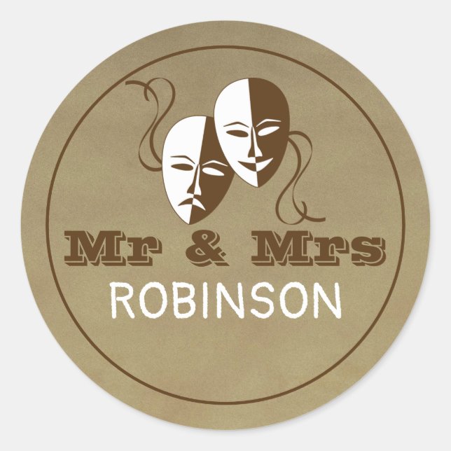 Theatre  Playbill Show Ticket Theme Wedding Classic Round Sticker (Front)