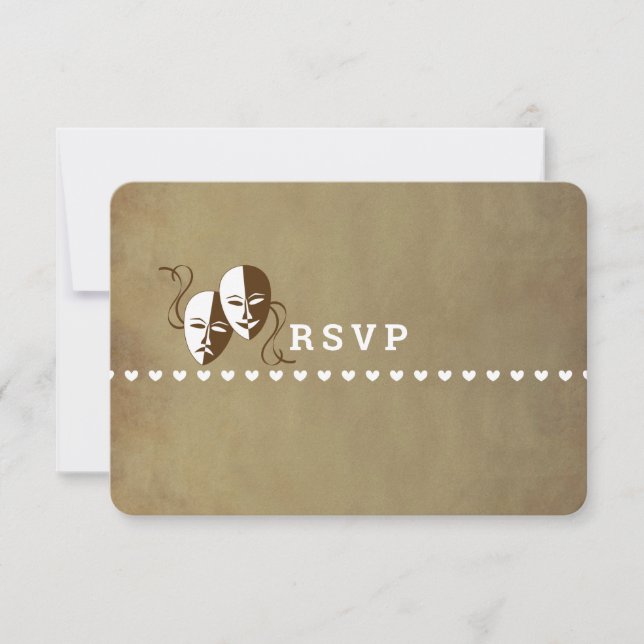 Theatre  Playbill Show Ticket Theme Wedding RSVP Card (Front)