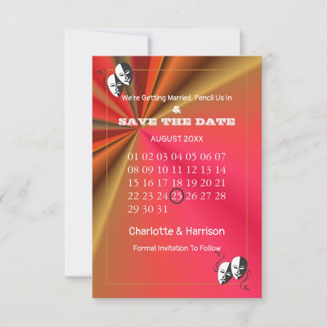 Theatre Playbill Show Ticket Theme Wedding Save The Date (Front)