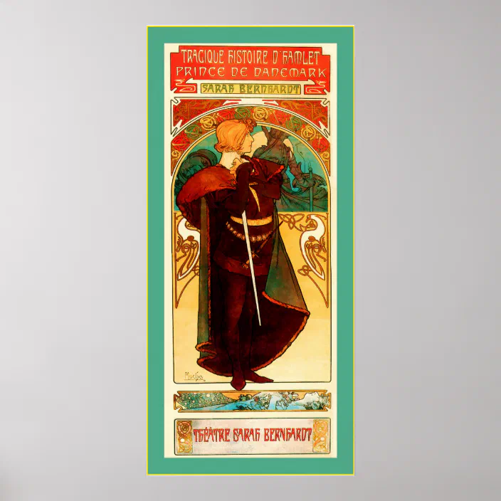 Theatre Sarah Bernhardt Hamlet Alphonse Mucha Poster Zazzle Com