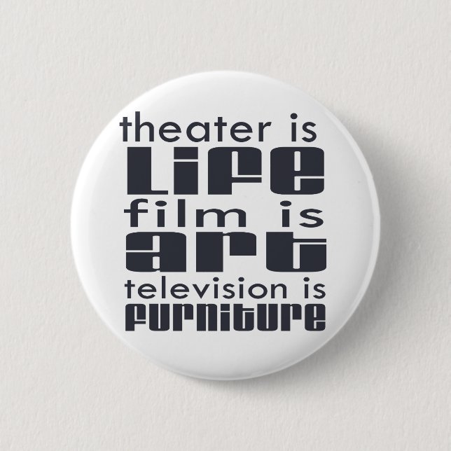 Theatre vs Film vs TV Pinback Button (Front)