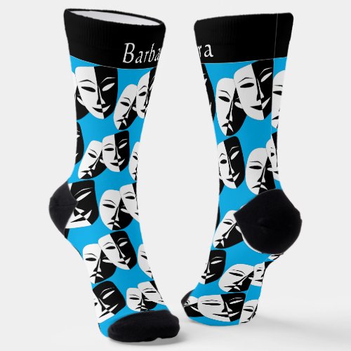 Theatrical Comedy and Tragedy Mask Monogram Socks