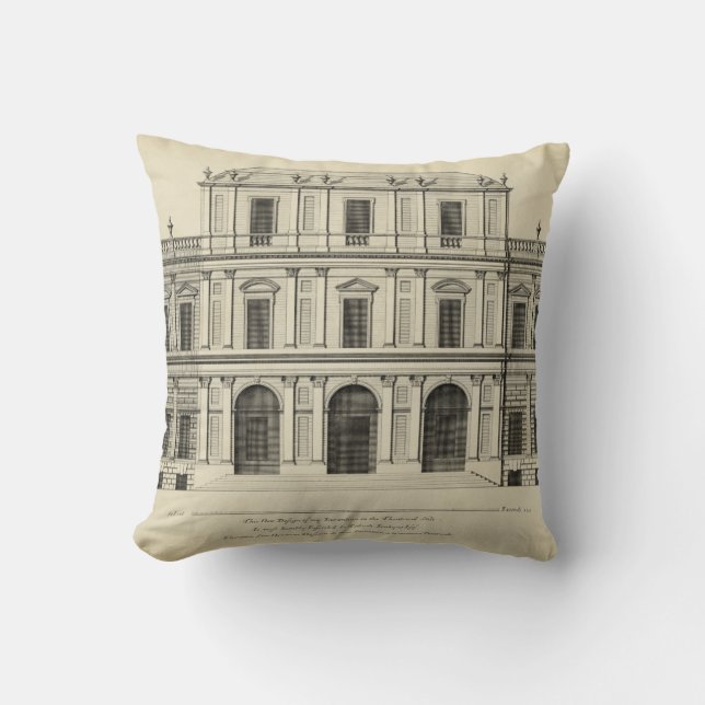 Theatrical Style Façade by Colen Campbell Throw Pillow (Front)