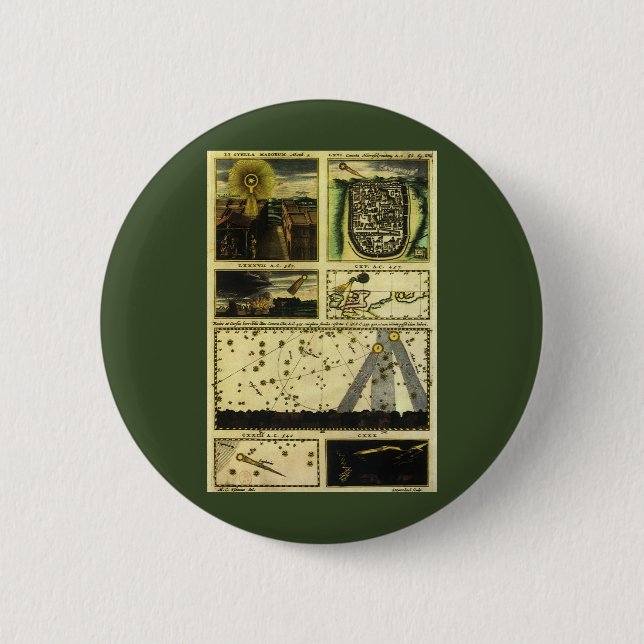 Theatrum Cometicum Comets by Stanislaw Lubieniecki Pinback Button (Front)