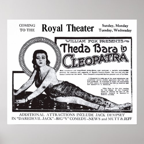Theda Bara 1920 vintage movie ad poster
