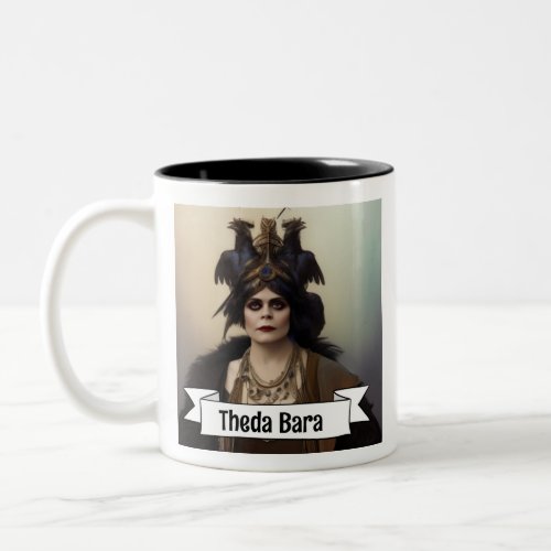 Theda Bara with Raven Hat Two_Tone Coffee Mug