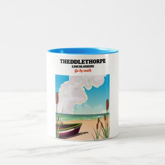 Theddlethorpe Lincolnshire seaside travel poster. Two-Tone Coffee Mug (Center)