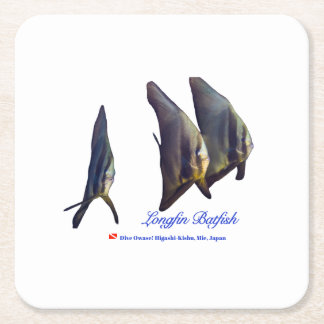 Thee Cute Longfin Batfish Square Paper Coaster