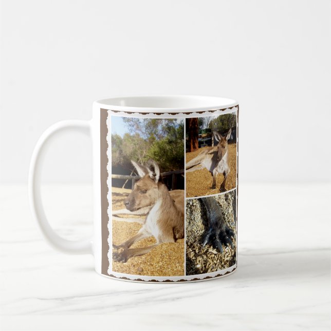 Thee Kangaroo Picture Collage, Coffee Mug (Left)