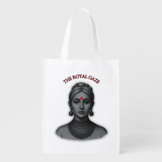 Thee Royal Gaze - Indian Queen Line Art Grocery Bag