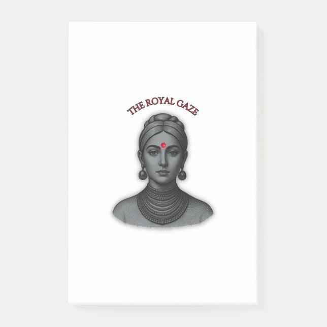 Thee Royal Gaze - Indian Queen Line Art Post-it Notes (Front)