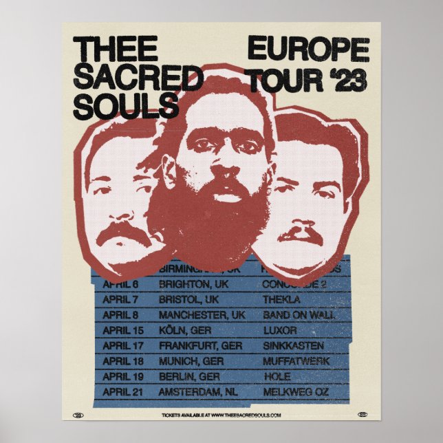 Thee Sacred Souls 2023 Europe Tour Poster  (Front)